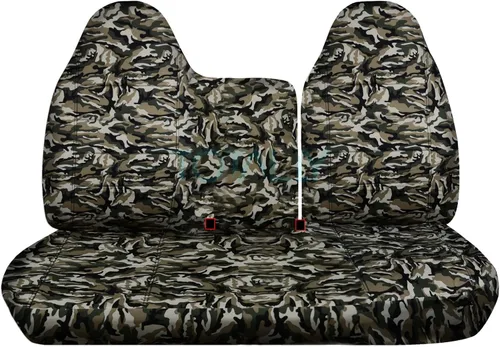 Totally Covers Compatible con Ford F-150 F-250 1997-1998 Camo Fundas de asiento de camión (banco dividido delantero 40/60) sin reposabrazos/consola:
