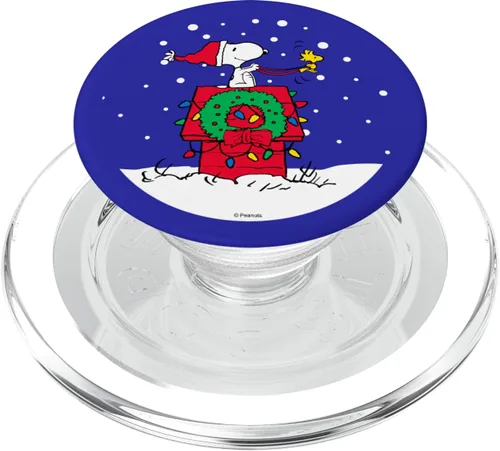 Miniatura 8 de Peanuts - Snoopy Casa de Vacaciones Navideña en Trineo PopSockets Adhesivo PopGrip
