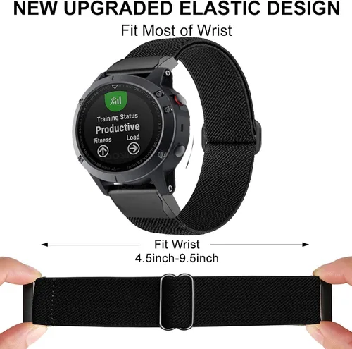 Miniatura 3 de OTOPO Banda elástica para Garmin Fenix 7X 6X 5X, Epix 2 Pro de 2.008 in, correas deportivas de nailon de 1.024 in de fácil ajuste rápido compatibles