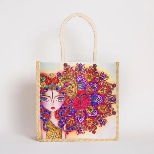 Miniatura 5 de DOOSAI Paquete de 4 bolsas de lona de cabello verde rojo de tacón alto con diamantes de tacón alto, bolsas de lona bohemias 5D para bricolaje
