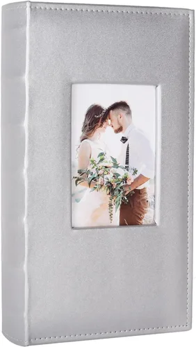 Miniatura 50 de Álbum de Fotos 4x6 para 300 Fotos Cubierta de Cuero PU Página Interior Negra para Álbumes de Boda Libro de Fotos Familiar Bebé Aniversario Bolsillo
