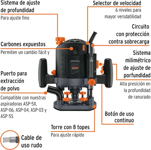 Miniatura 2 de TRUPER Router resistente ROU-N3 1.200 W