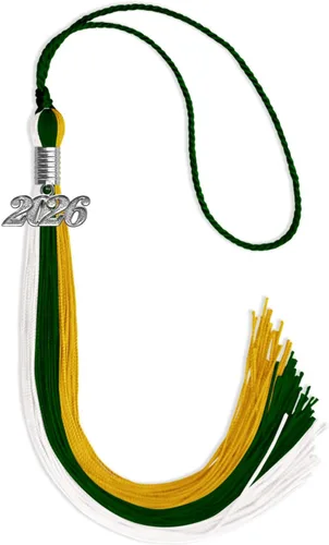 Miniatura 169 de Endea Graduation Borla de triple color con gota de fecha plateada (negro/dorado/granate, 2020)