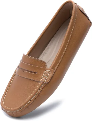 Heydonic Mocasines para mujer, mocasines suaves, casuales, para caminar, conducir, oficina, penny planos, zapatos de barco para mujer, sin cordones,
