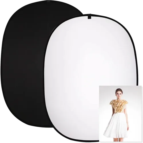 Miniatura 8 de 4.92X3.28 pies (1.5mX1m) 2 en 1 Reflector plegable de muselina de poliéster negro y blanco, fondo de fotografía portátil, reversible, con bolsa