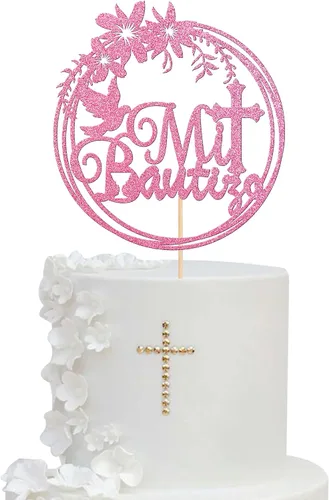 Miniatura 11 de Rsstarxi 1 paquete de decoración de pastel con purpurina que Dios bendiga al niño, primera comunión, bautismo, decoración para bautismo, baby