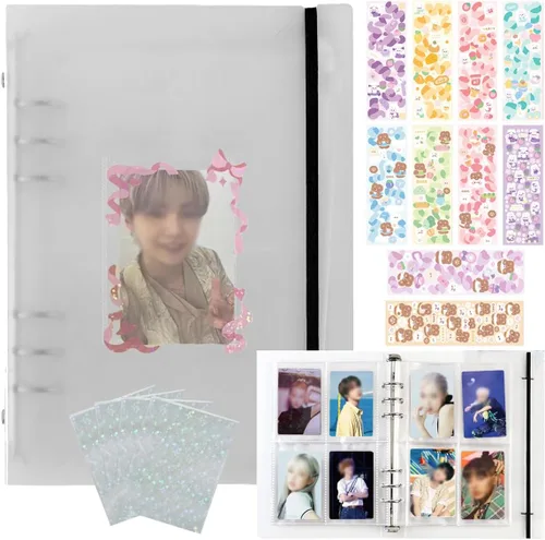 Miniatura 12 de Carpeta de tarjetas fotográficas Kpop 3 pulgadas Libro de soporte para tarjetas fotográficas Kpop con 50 fundas holográficas para tarjetas y Morado