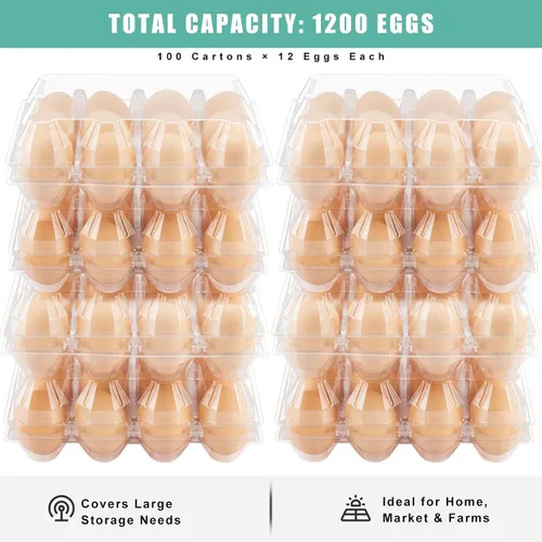 Miniatura 2 de SINLUCESCE 100 Paquetes de Cajas de Huevos Baratos a Granel, Plásticas para 12 Huevos, Cajas de Huevos Transparentes de 3 * 4 Cuadrículas, Perfectas