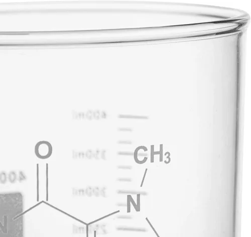 Miniatura 3 de Paquete de 2 vasos de cafeína, taza de molécula de cafeína de 16 onzas con asa, taza de café de vidrio de borosilicato transparente para medir té