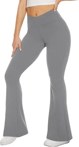 Miniatura 120 de TNNZEET Leggings acampanados negros para mujer, pantalones de yoga cruzados con bolsillos, corte de bota, leggings acampanados