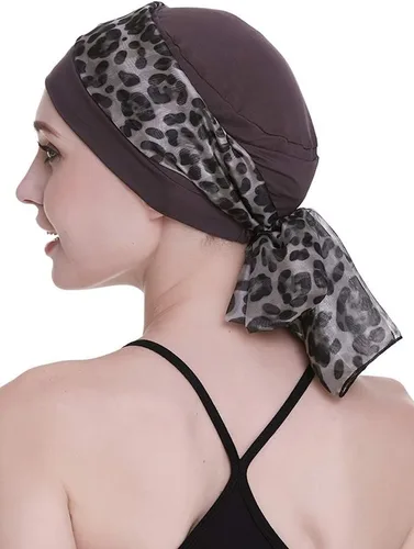 Miniatura 5 de Elegante gorro de quimioterapia con bufandas sedosas para mujeres con cáncer para pérdida de cabello