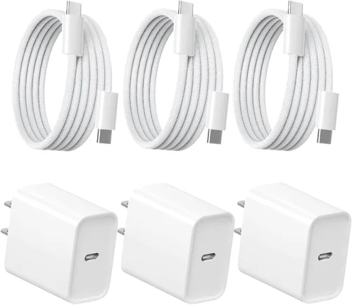 Miniatura 8 de Cargador rápido para iPhone de carga rápida, paquete de 3 [certificado Apple MFi] Cargador rápido para iPhone con carga rápida PD USB-C, bloques