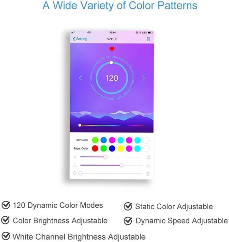 Miniatura 9 de ALITOVE WS2811 - Tira de luces LED de píxeles de 12 V, control de aplicación Bluetooth, 23 pies, 100 LED direccionables de color de ensueño, píxeles