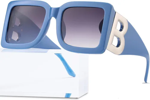 Miniatura 55 de PORADAY Gafas de sol cuadradas grandes de moda para mujeres y hombres, marco grueso negro de lujo, gafas de sol modernas con montura grande