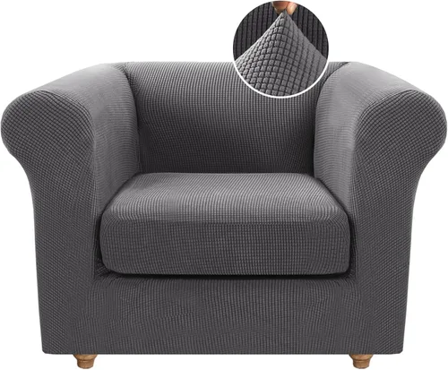 Miniatura 51 de Funda para silla Chesterfield de 2 piezas para sofá de 1 cojín, fundas para silla de brazo alto, 1 asiento, alta elasticidad, lavable, protector