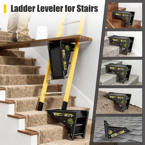Miniatura 8 de Nivelador de escalera de plataforma estable, niveladores de escalera para escaleras de extensión con almacenamiento para superficies irregulares