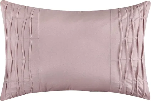 Miniatura 9 de Grand Avenue Juego de edredón Blush King, ropa de cama bordada con costuras de cadena, juego de cama floral de 7 piezas, edredones, falda de cama
