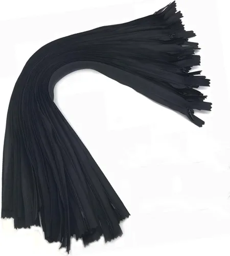 25 piezas de cremalleras invisibles de nailon para vestidos, faldas, almohadas, manualidades de costura (50 cm, negro)