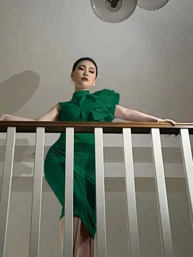 Miniatura 4 de XXTAXN - Vestido de cóctel entallado, formal, sin mangas y con volados para mujer, vestido de tubo por debajo de la rodilla
