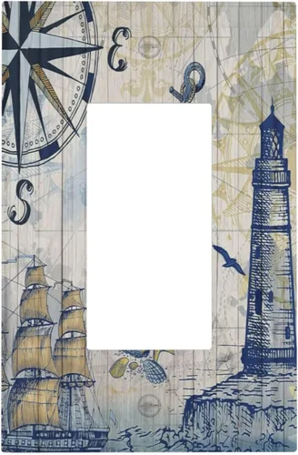 Miniatura 123 de Cubiertas de Salida Triple Basculante con Hojas de Plantas de Eucalipto Azul en Acuarela Floral, Placa Frontal Decorativa de 3 Posiciones, Cubierta