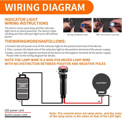 Miniatura 3 de 5 piezas 8 mm (5/16'') luz indicadora LED Luz indicadora 110V 120V lámpara piloto de metal Aluminio negro anodizado impermeable ip67 Luz de señal