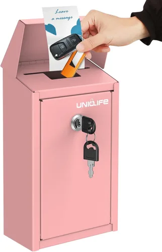 Miniatura 15 de Uniclife Caja para llaves para exterior, caja de donación de metal con cerradura de combinación, caja de sugerencias segura, buzón montado