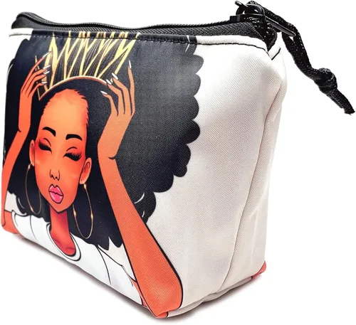 Miniatura 2 de Bolsa de maquillaje Melanin para mujer, bolsa de cosméticos impresa portátil, bolsa de aseo de viaje, bolsa organizadora de maquillaje para mujeres