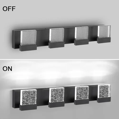 Miniatura 2 de Lámpara de tocador de baño de 30.5 pulgadas con 4 burbujas, color negro, lámpara LED sobre espejo, moderna, 6000 K