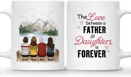 Miniatura 30 de Gossby Taza personalizada (3 hijas) Thank You Dad For Everything, taza personalizada para papá, de regalo, día del padre, cumpleaños, 11 onzas, 15 3