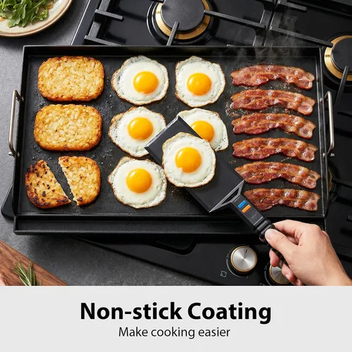 Miniatura 6 de Utheer Plancha antiadherente de nanocerámica de 25 x 16 x 2.6 pulgadas para parrillas de gas y carbón, inserto superior plano de hierro fundido