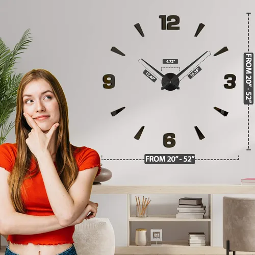 Miniatura 4 de Reloj de pared DIY, cronometrador analógico sin marco estilo 3D para el hogar, sala de estar, dormitorio, oficina, decoración moderna de la casa a
