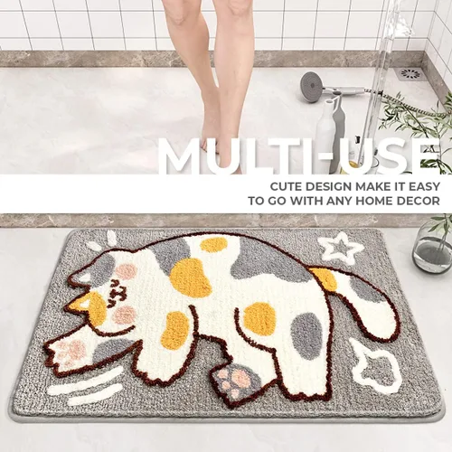 Miniatura 7 de Bonita alfombra de baño de 16 x 24 pulgadas para baño y dormitorio, antideslizante, absorbente, de microfibra suave, lavable a máquina, alfombra