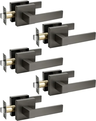 Miniatura 33 de KNOBWELL Paquete de 1 manija de puerta interior negra para uso en interiores, reversible para izquierda y derecha sin llave Negro