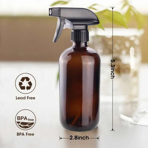 Miniatura 6 de Botellas de spray de vidrio ámbar Wedama, botellas de spray de vidrio de 16 oz para soluciones de limpieza y aceites esenciales, botella de spray