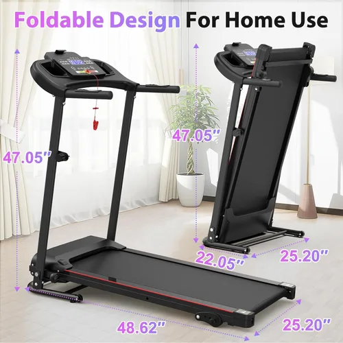 Miniatura 2 de Caminadora plegable, caminadora eléctrica de 2.5 HP para el hogar con Bluetooth e inclinación, portátil, fitness, correr, entrenamiento,