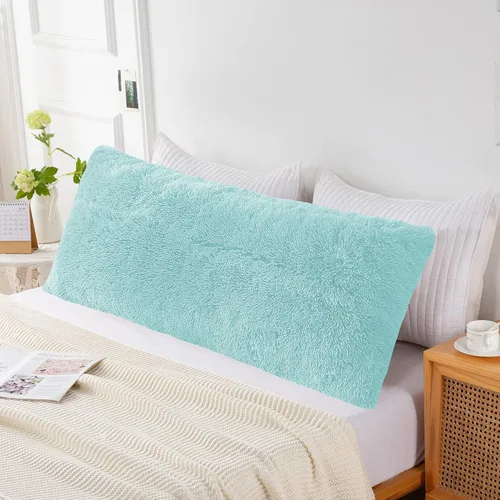 Miniatura 7 de Funda de almohada de cuerpo lanudo y esponjosa con cremallera, funda de almohada de felpa de piel sintética de 21 x 54 pulgadas, funda de almohada