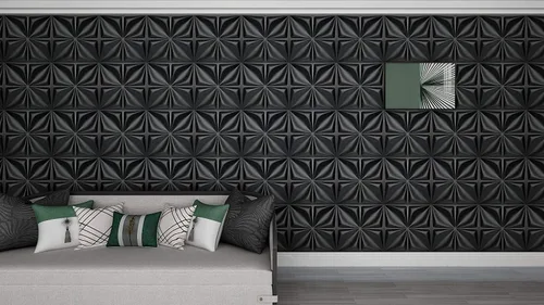 Miniatura 2 de Art3d Panel de pared 3D negro mate PVC, diseño de flor cubre hasta 32 pies cuadrados , para decoración de paredes interiores, sala de estar