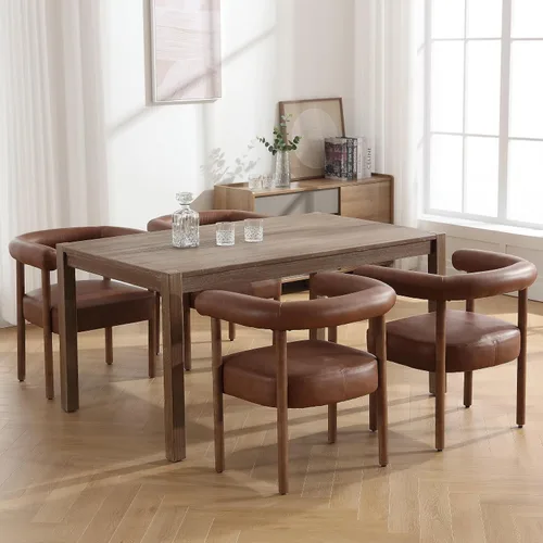 Miniatura 3 de RIVOVA Juego de 2 sillas de comedor de cuero PU, sillas de comedor tapizadas modernas, sillas de cocina de respaldo curvo para comedor y sala