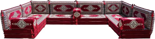 Miniatura 30 de arabicsofa Cojines de piso árabe en forma de U – Sofá tradicional Majlis con sofá otomano