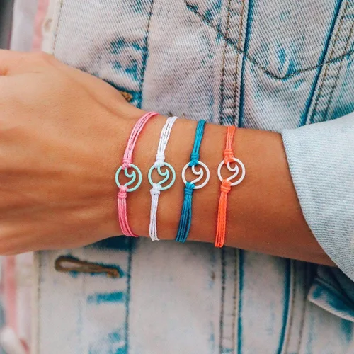 Miniatura 2 de Pura Vida Pulsera ondulada de esmalte aguamarina o blanco, impermeable, correa ajustable