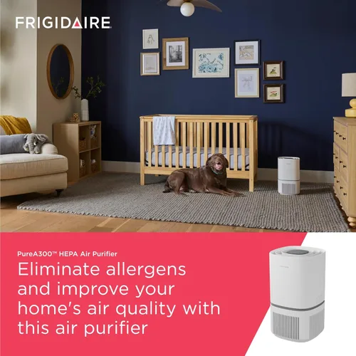 Miniatura 2 de Frigidaire PureA300 purificador de aire HEPA para dormitorios pequeños, cubre hasta 850 pies cuadrados, filtración de 3 etapas, certificación Energy