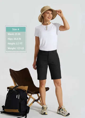 Miniatura 5 de Willit Women's 10" Hiking Golf Long Shorts Quick Dry Athletic Outdoor Summer Shorts with Pockets