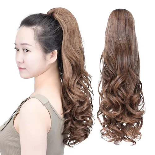 Miniatura 50 de SYXLCYGG Auburn Clip Cola de caballo Clip Cola de caballo Extensión de cola de caballo ondulado 10 pulgadas 3.5 oz pelo sintético falso pieza