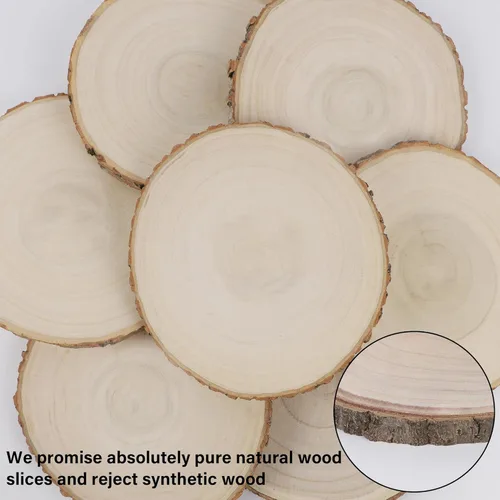 Miniatura 7 de Sancodee 8 piezas de rodajas de madera grandes sin terminar, tablas de madera de 11-12 pulgadas para centros de mesa, círculos de madera natural