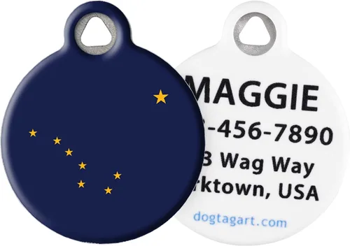 Miniatura 2 de Etiqueta de identificación personalizada de la bandera del estado de Alaska para perros y gatos, etiqueta de identificación de Alaska