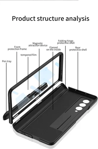 Miniatura 3 de Funda protectora de pantalla para Samsung Galaxy Z Fold 3 de 0.18 oz, protección completa de 360 grados, con protector de pantalla de vidrio Negro