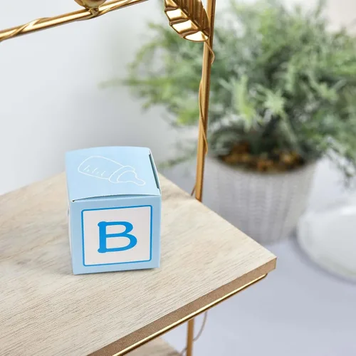 Miniatura 9 de Efavormart - Paquete de 25 cajas de regalo azules de 2 x 2 pulgadas para baby shower, con diseño recortado, cajas de regalo de cartulina prémium