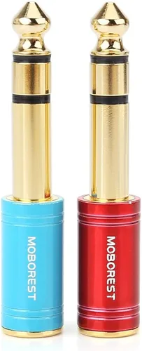 Miniatura 13 de MOBOREST Adaptador de Cobre Puro Macho de 1/4 a Hembra de 1/8, Adaptador Estéreo Macho de 6.35mm a Conector Hembra de 3.5mm, Paquete de 2 Rojo