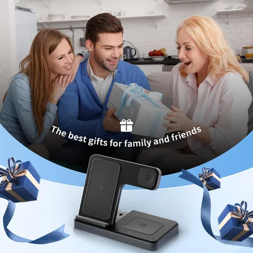 Miniatura 9 de Estación de carga inalámbrica para dispositivos Apple: 3 en 1 plegable Qi compacto soporte de carga compatible con fundas para iPhone 17-12 y Apple