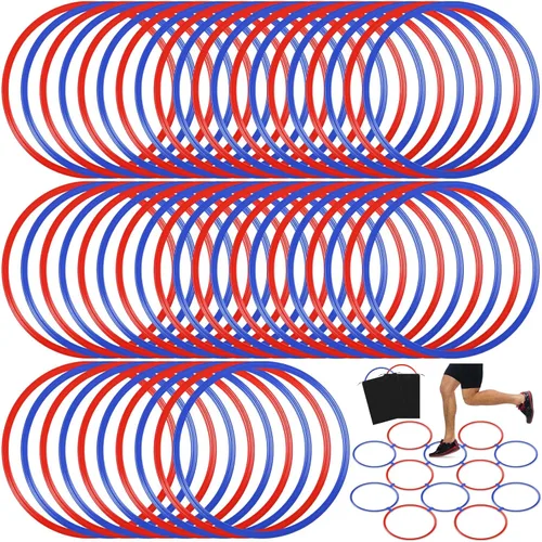 Miniatura 7 de Shappy 50 anillos de agilidad con bolsas de almacenamiento, anillos de entrenamiento de agilidad de 15 pulgadas, anillos de ejercicio de plástico